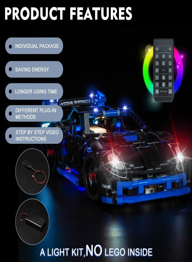 أضواء BrickBling LED متوافقة مع سيارة السباق Lego Technic Porsche GT4 e-Performance، طقم إضاءة متوافق مع Lego 42176 (أضواء فقط، بدون نموذج) - Image 4